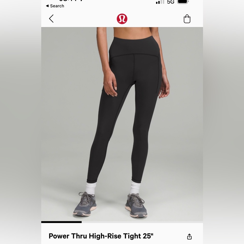Lululemon black Power Thru High-Rise Tight 25" leggings